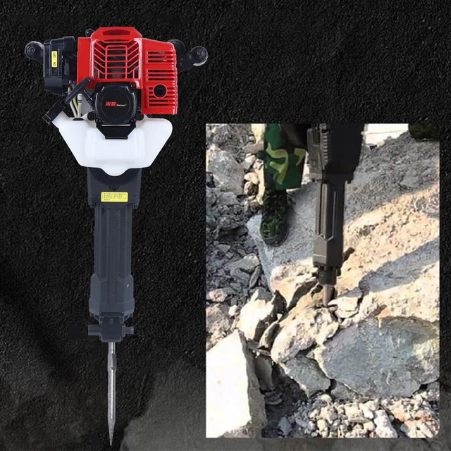 2-Stroke 52cc Gas Power Demolition Jack Hammer Concrete Breaker Drill + 2 Chisel