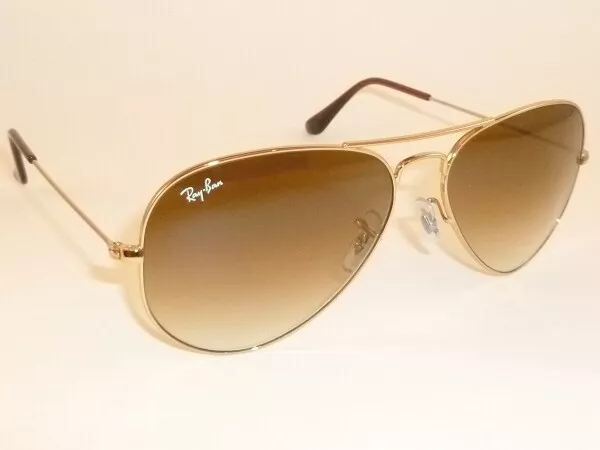 New Ray Ban Aviator Sunglasses Gold Frame RB 3025 001/51 Gradient Brown 62mm