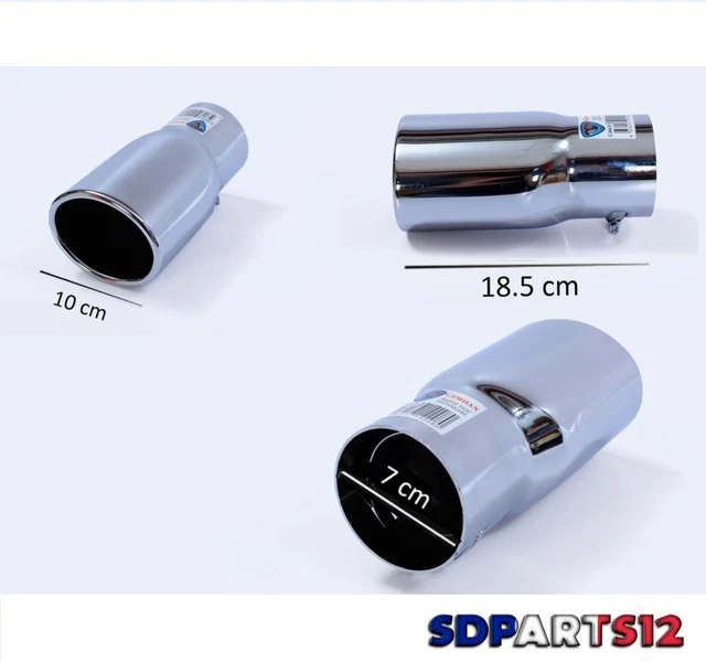 Embout D'échappement Rond En Acier Noir - Diamètre 70 Mm, Longueur 170 Mm, Joint 35-66 Mm - Pour Style Et Protection