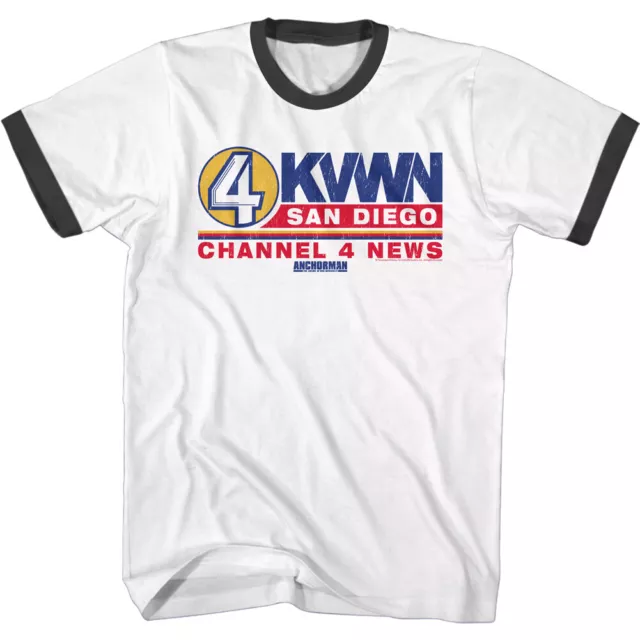 Anchorman KVWN San Diego Channel 4 News Men's Ringer T Shirt Movie Merch