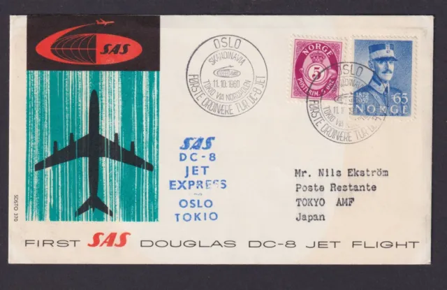 Flugpost Brief Air Mail SAS DC 8 Jet Express Oslo Norwegen Tokio Japan