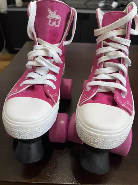 Rookie Canvas Childrens Kids Girls Quad Roller Skates PINK