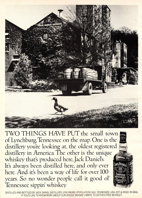 Jack Daniels Tennessee whiskey. Vintage Original A4 Black and White Print 1980's