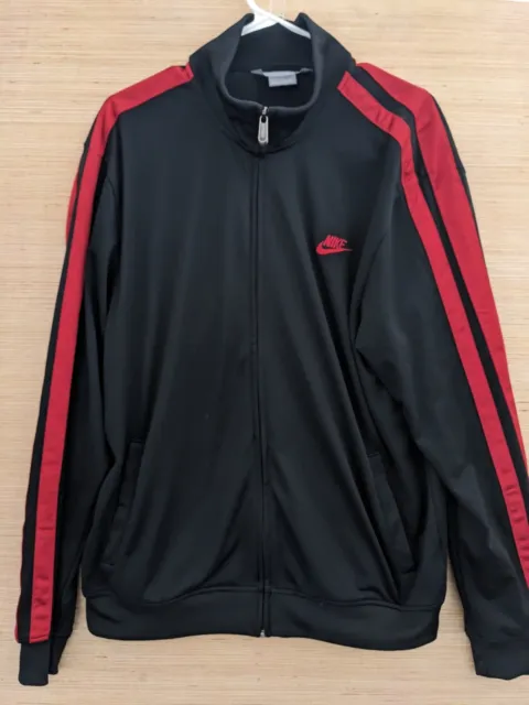 Nike Mens Full Zip Track Jacket Black Red XL Long Sleeve Athletic Pockets