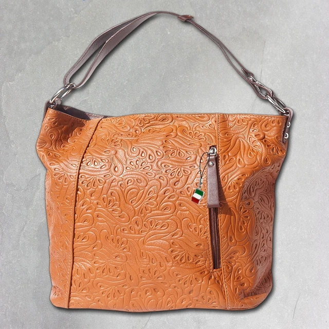 Florence Cuero Auténtico Bolso de Hombro Mujer Tostado Braun Bolsa con Asas