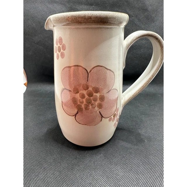 Vintage Denby Langley Stoneware England Pink Lilac Floral Water Coffee Pitcher