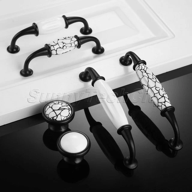 5x Retro Drawer Cabinet Knobs Vein Ceramic Dresser Door Cupboard Pull Handles