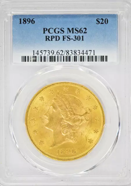 1896 $20 Liberty Head Gold Double Eagle with Motto PCGS MS62 RPD FS-301 (#4471)