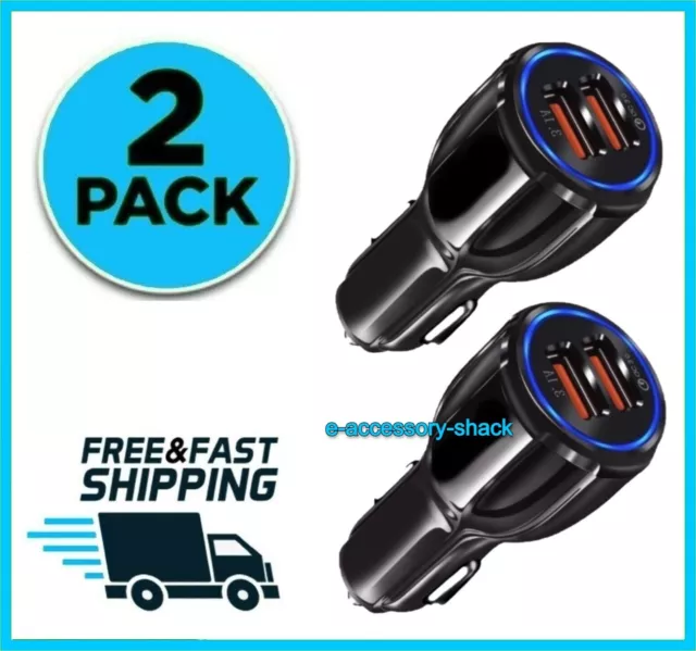 2 Pack Fast Car Charger Adapter for Galaxy S21 S22 Ultra A53 A32 A13 A12 A03 5G