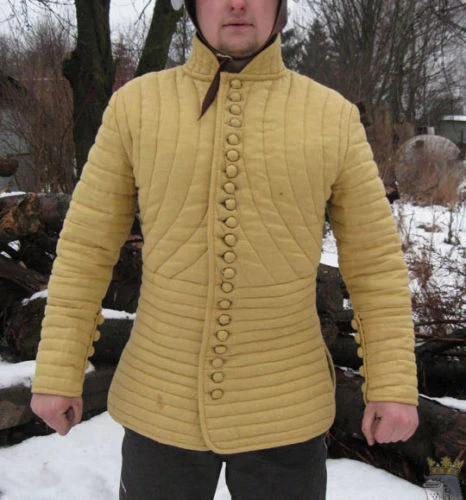 Medievale Imbottito Slim Fit Stile Gambeson Giacca Colletto Lunghe Costume