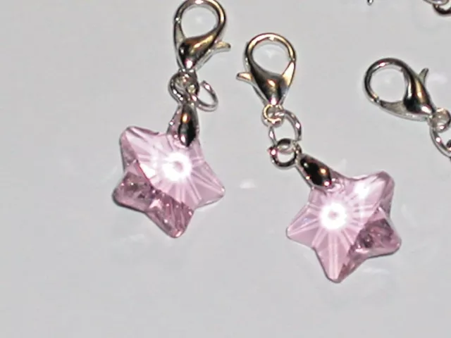 1 Pc. Miniature tiny little Magical Crystal fairy STAR Pendant charm clip Pink *