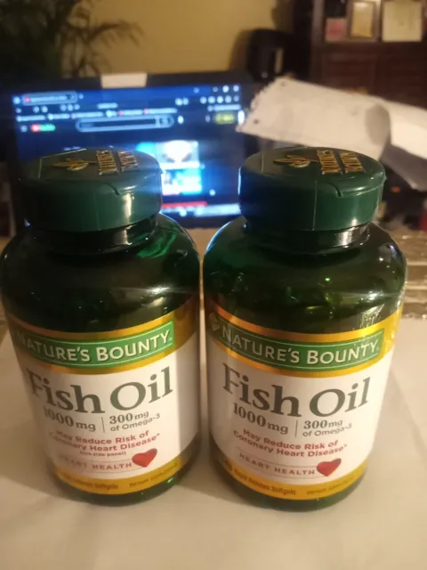 Nature’s Bounty Fish Oil 1000mg, 300mg Of Omega-3, 145Ct  X2=290ct Exp 7/2024