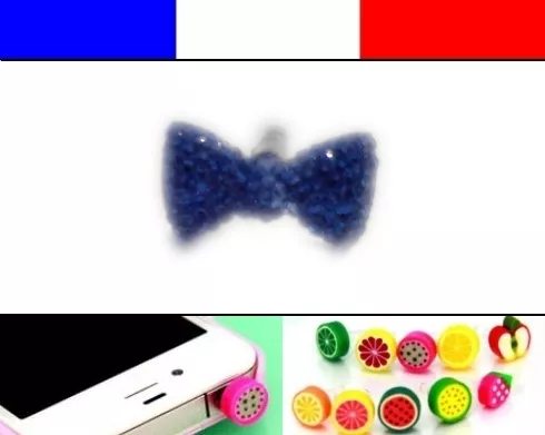 Cache anti-poussière jack universel iphone capuchon bouchon Noeud Bleu Foncé