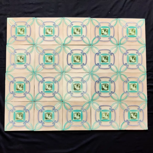 Vintage Embossed Majolica Art Nouveau Architecture Furniture Tile Japan 20Pc