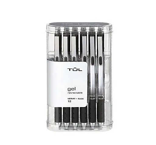 12pk TUL GL Series Gel Ink Retractable Pens Medium 0.7mm BLACK Ink