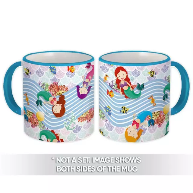 Gift Mug : Cute Little Mermaid Ariel Underwater Life Scales Pattern Kids Fairy