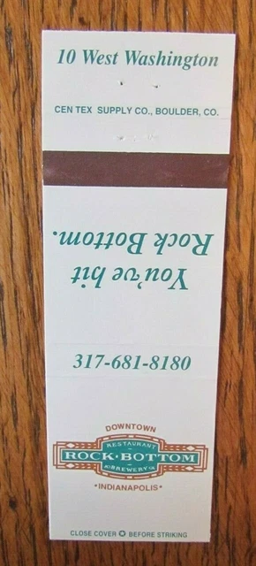 Rock Bottom Brewery Brew Pub Matchbook Matchcover (Indianapolis, Indiana) -D1