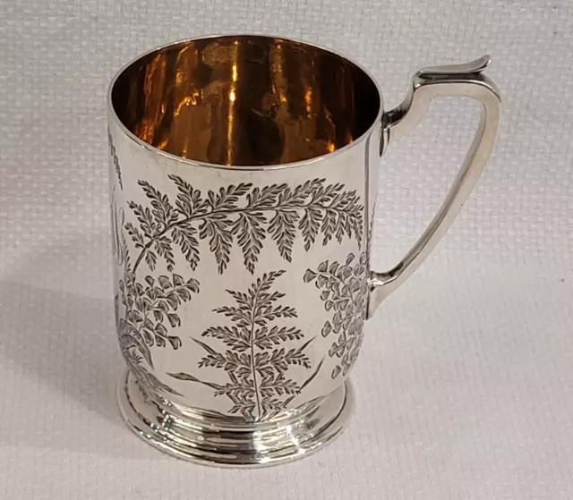 London 1881 Ornate Antique Solid Sterling Silver Christening Mug ~ W&J Barnard.