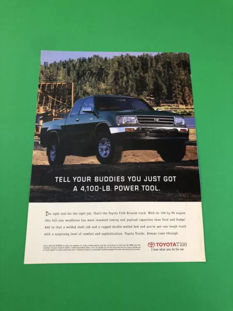 1996 1997 Toyota T100 T 100 Pick Up Truck Original Print Ad Advertisement B4