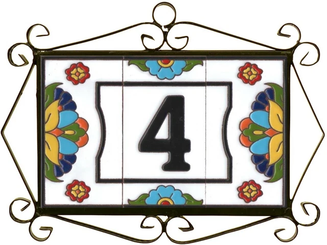 Miami 6" x 3"  15 x 7.5cm Genuine Hand-painted Spanish Ceramic Door Number Tiles
