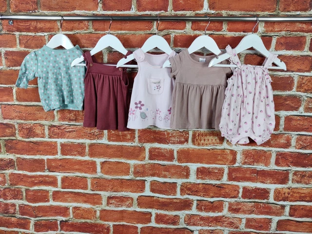 Baby Girls Bundle Age Newborn 1 Month Tu M&S Next Pinafore Dress Romper Tee 56Cm