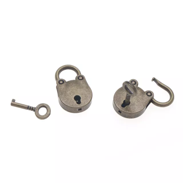 Metal Old Vintage Style Mini Padlock Small Luggage Box Key Lock Copper Co.pj