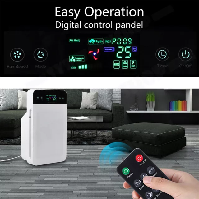Air Purifier HEPA Filter PM2.5 Smoke Dust Germ Odor Cleaner Remote Control AU 3