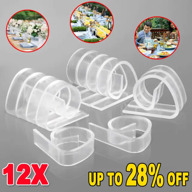 12X Clear Table Cloth Clips Holder Durable Table Cover Non-slip Plastic Grips
