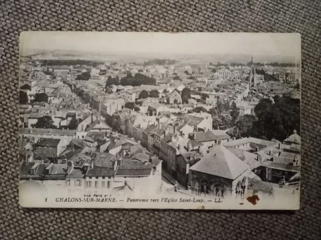 Cpa Châlons Sur Marne Panorama Vers L Église Saint Loup