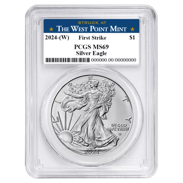 2024 (W) $1 American Silver Eagle PCGS MS69 FS West Point Label