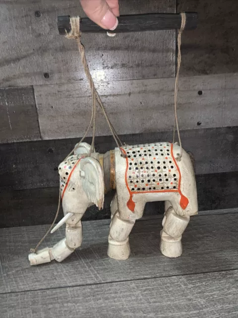 Vintage Elephant Matriarch India Wooden Exotic Import MARIONETTE Puppet 2