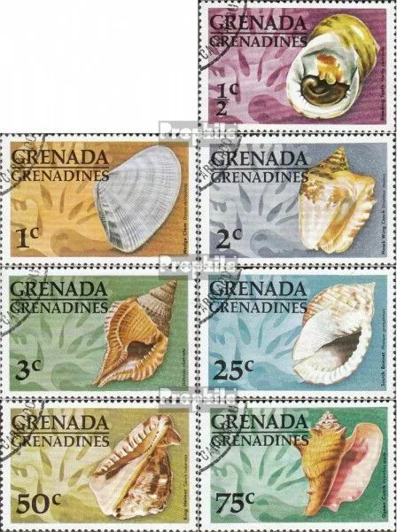 Grenada-Grenadinen 132-138 (kompl.Ausg.) gestempelt 1976 Muscheln und Schnecken