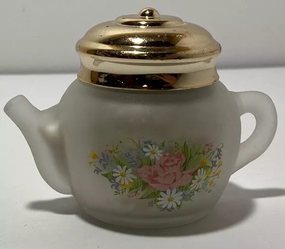 Vintage Avon Teatime Teapot MOONWIND Powder Sachet Glass Jar Bottle FULL