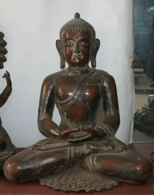 21" Collect Purple Bronze Temple Buddhist sit Shakyamuni Tathagata Buddha statue