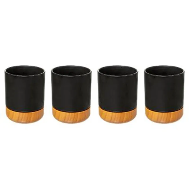 Lot de 4 Tasses à Café "Modern Wood" 12cl Noir