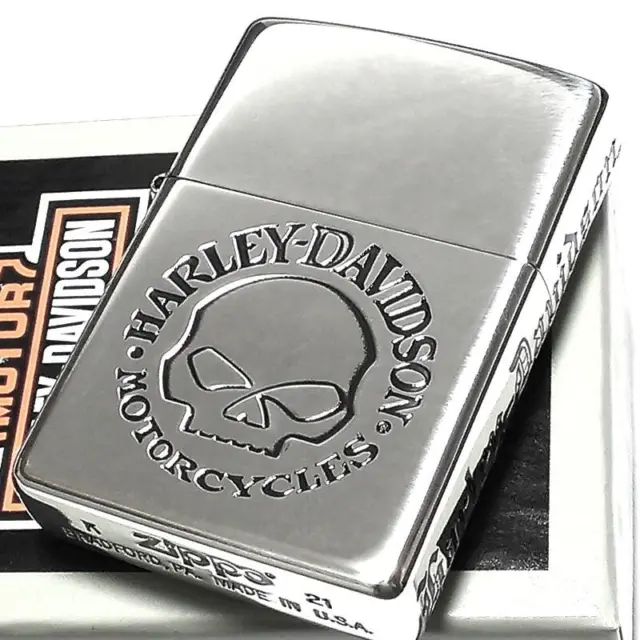 Harley Davidson Japan Limited Skull Logo Etching Silver Plating HDP-44 Zippo MIB
