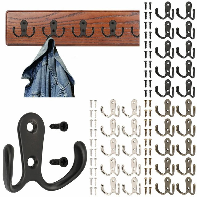 10pcs Hanging Metal Double Hook Clothes Hat Coat Robe Wall Door Hangers Hooks