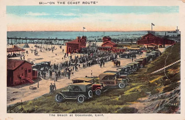 Oceanside CA California Harbor Beach Pier Marina San Diego Cty Vtg Postcard B38