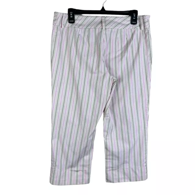 ANN TAYLOR LOFT Capri Pants Women Size 10 Cuffed White Pink Green ...