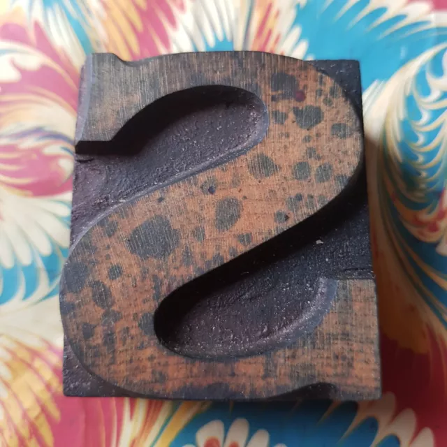 Huge Wooden Letterpress Printing Block Type 5cm High Of A Letter S