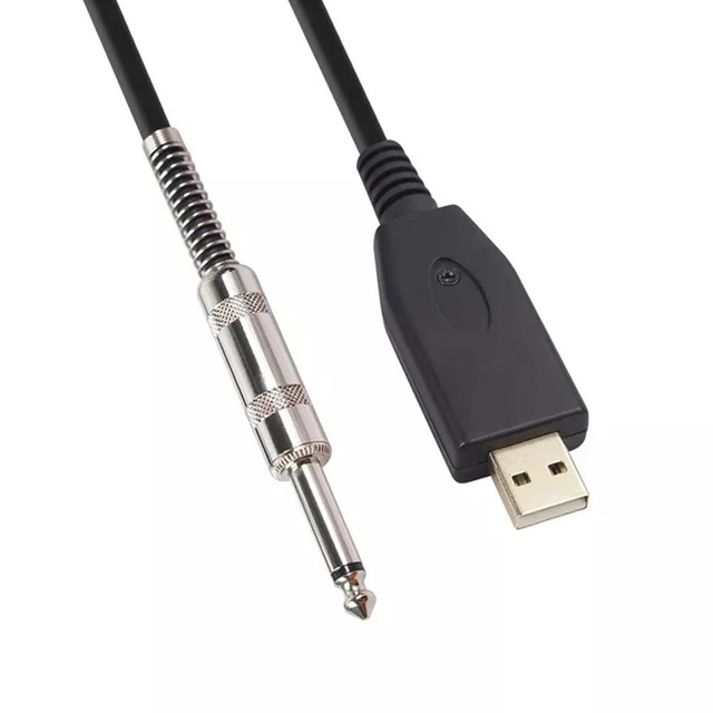 Guitare Électrique Câble Audio Brancher Noir Connecteur Cordon Mono Audio USB