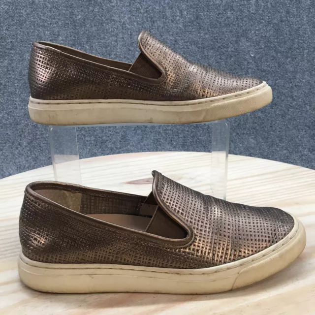 Vince Camuto Sneakers Womens 6M Gold Becker Perforated Slip On Casual Leather