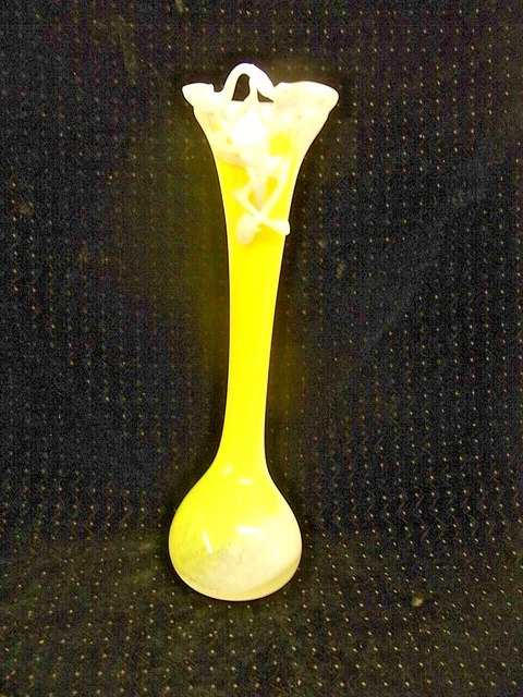 Ancien Vase En Pâte De Verre – Motif Moucheté Vert/jaune – Art Déco