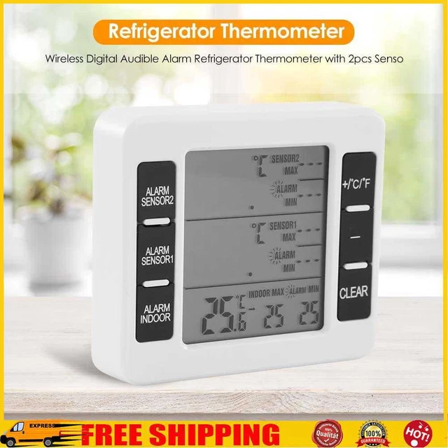 REFRIGERATOR WIRELESS DIGITAL Alarm Thermometer Freezer Temperature