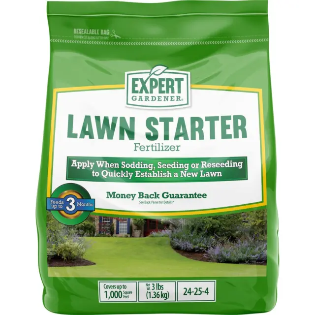 Expert Gardener Lawn Starter Lawn Food, 24-25-4 Fertilizer, 3 Lb., Covers up to