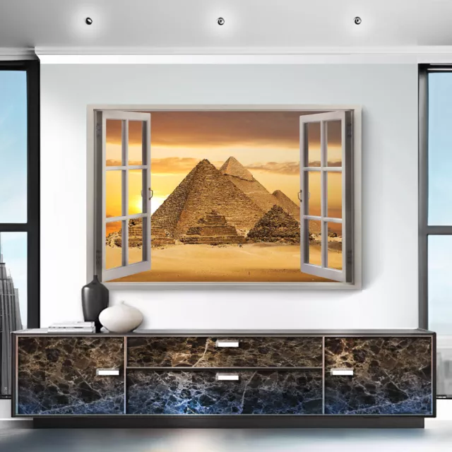 Leinwand Bild Landschaft Ägypten Pyramiden Fensterblick Wandbilder XXL  1661A