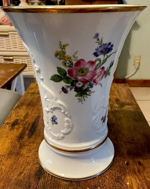 Vintage Royal porzellan bavaria крм germany handarbeit VaseGold Flowers