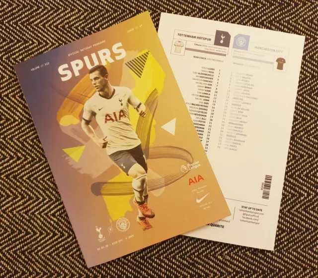 Tottenham Hotspur Spurs v Manchester City Matchday Programme 2/2/2020!