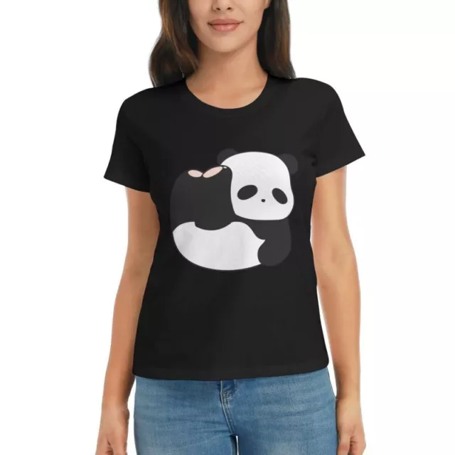 Cute panda Women Short Sleeve T Shirt Cotton Tee