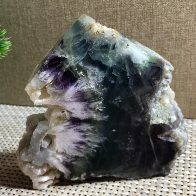 640g Natural beautiful Rainbow Fluorite Crystal Rough stone specimens cure h303